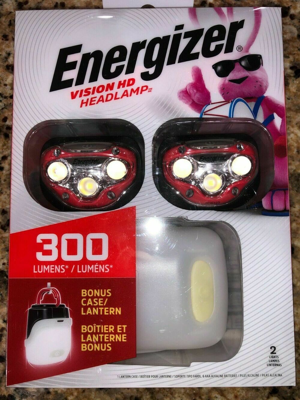 Energizer Vision HD Headlamp LP09071 300 Lumens Red IPX4 2 With Bonus Lantern